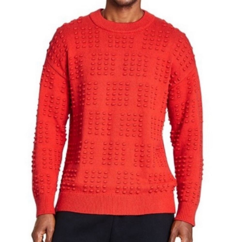 Men's Textured Orange Lego Sweater(Size Medium)